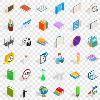 Üniversite ve okul Icons set, izometrik stili
