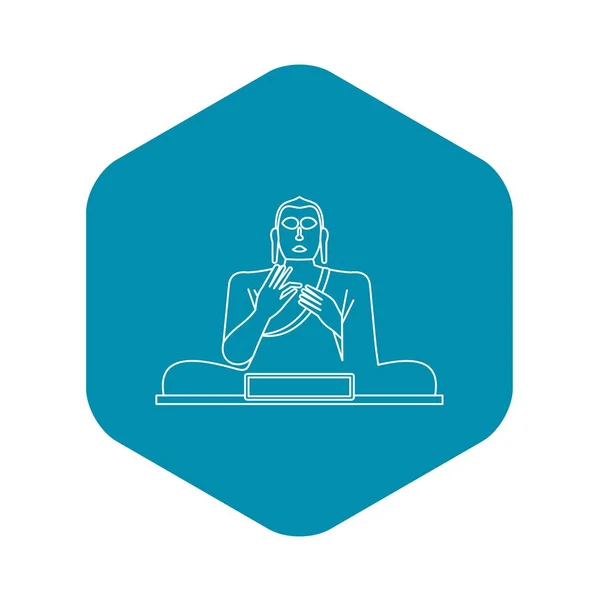 Estatua de Buda icono, estilo de contorno — Vector de stock