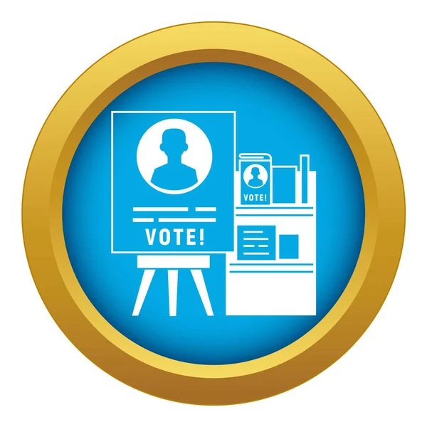 Votar icono soporte madera vector azul aislado — Archivo Imágenes Vectoriales