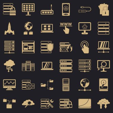 Dosya veritabanı Icons set, basit tarzı