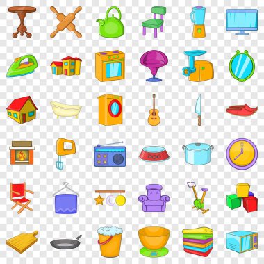 İyi ev Icons set, karikatür tarzı