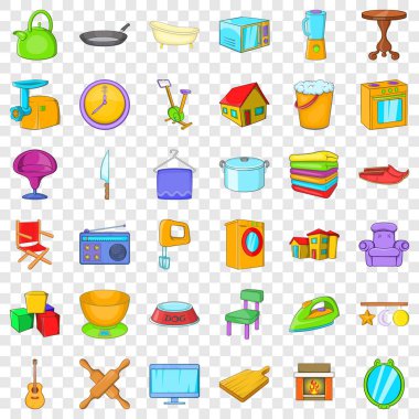 Kapalı Icons set, karikatür tarzı