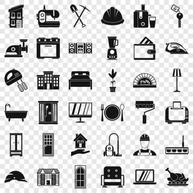 Rahat ev Icons set, basit tarzı