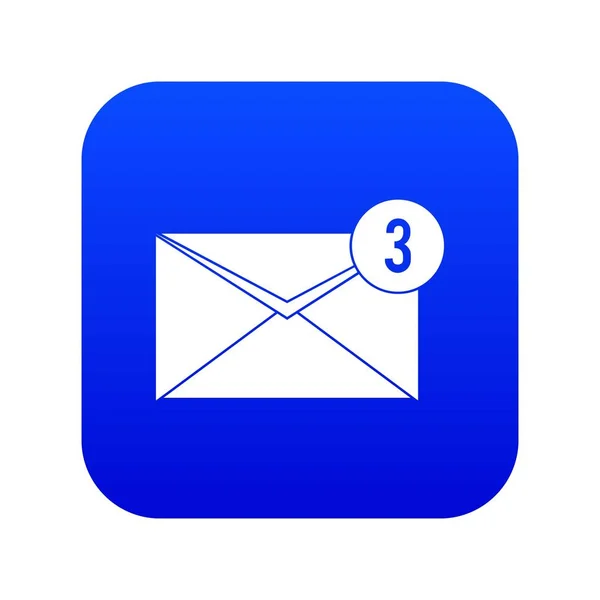 Φάκελος με ψηφιακές μπλε εικονίδιο τρία μηνύματα — Διανυσματικό Αρχείο