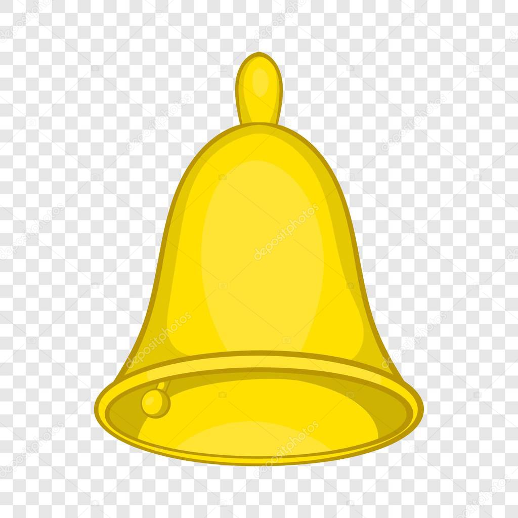 Golden hand bell icon, cartoon style