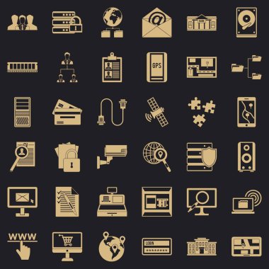 Dizüstü bilgisayar simgeler kümesi, basit stil verileri