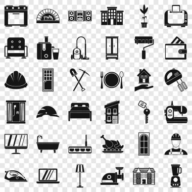 Rahat ev Icons set, basit tarzı