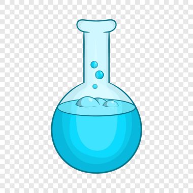 Mavi sıvı kutsal kişilerin resmi ile kimyasal laboratuvar şişesi