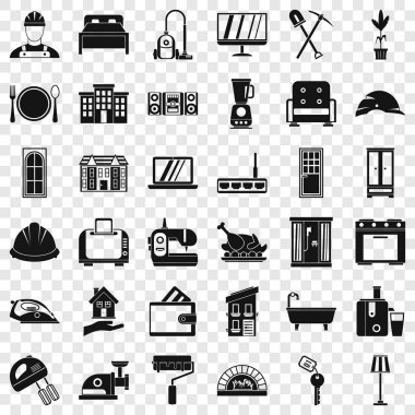 Kapalı Icons set, basit tarzı