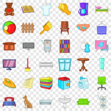 Konfor kapalı Icons set, karikatür tarzı