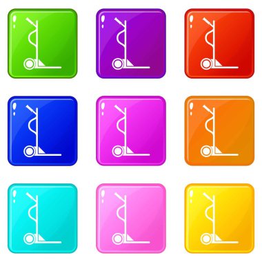 Büyük boy arabası simgeler 9 renk koleksiyonu ayarla