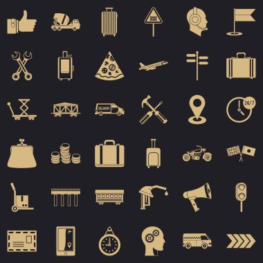 Konteyner teslim Icons set, basit tarzı