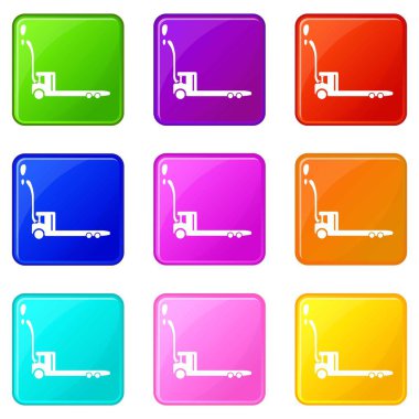 İnşaat arabası simgeler 9 renk koleksiyonu ayarla