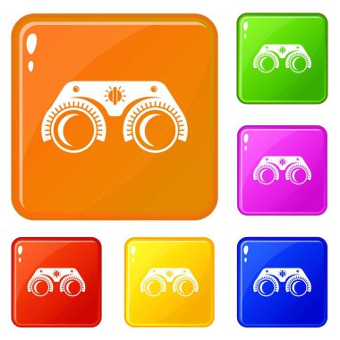 Tıbbi gözlük simgeler vektör renk ayarla