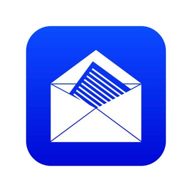 Açık zarf kağıt simgesi dijital mavi levha ile