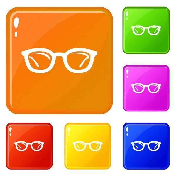眼镜图标设置矢量颜色 — 图库矢量图片
