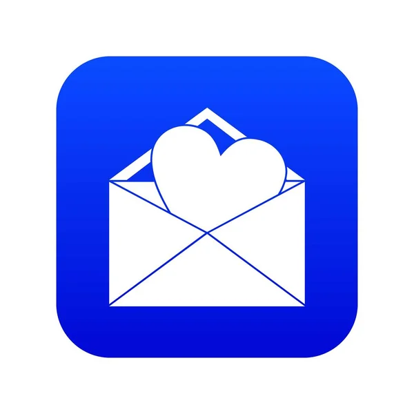 Відкритий конверт з піктограмою серця цифровий синій — стоковий вектор