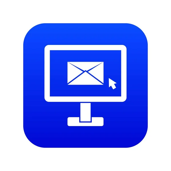 Monitorowanie za pomocą e-mail ikona znak cyfrowy niebieski — Wektor stockowy