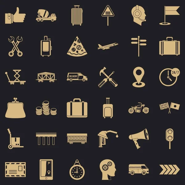 Conjunto de iconos de entrega de contenedores, estilo simple — Archivo Imágenes Vectoriales