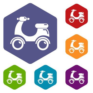 Altı yüzlü scooter simgeler vektör