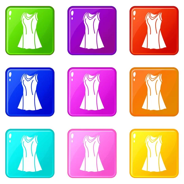 Ícones de forma feminina de tênis conjunto 9 coleção de cores —  Vetores de Stock
