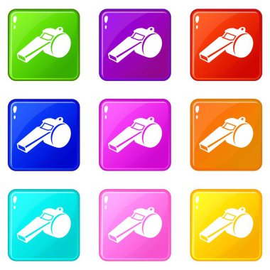 Düdük simgeler 9 renk koleksiyonu ayarla