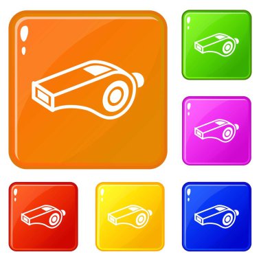 Whistle icons set vector color vector