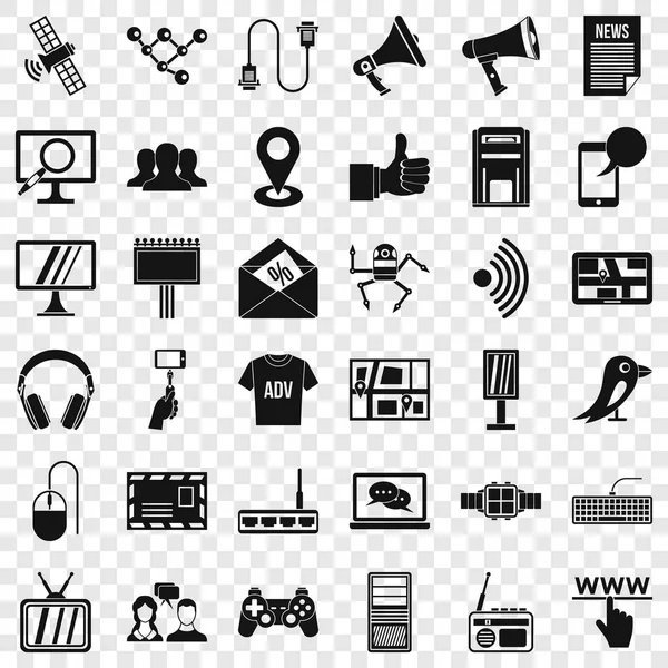 Network icons set, simple style — Stock Vector