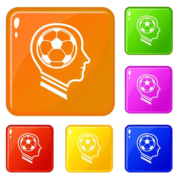 Fußballspieler-Symbole setzen Vektorfarbe — Stockvektor