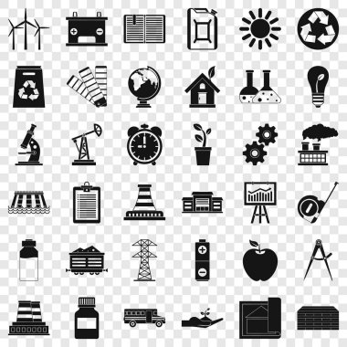 Sanayi şirketi Icons set, basit tarzı