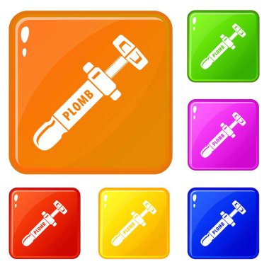 Aracı Icons set vektör renk doldurma diş