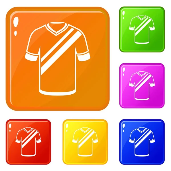 Hemd Fußball Symbole setzen Vektorfarbe — Stockvektor