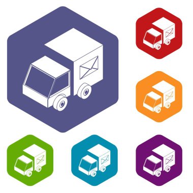 Altı yüzlü kamyon teslim simgeler vektör