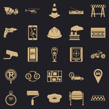 Makine Mühendisliği Icons set, basit tarzı