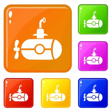 Bathyscaphe vida simgeleri ile vektör renk ayarla