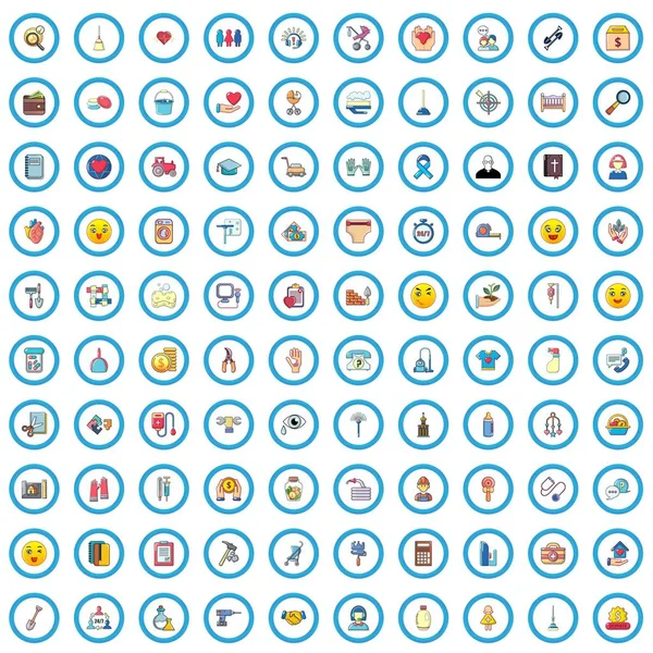 100 yardım Icons set, karikatür tarzı — Stok Vektör