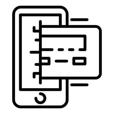 Akıllı telefon kartı ödeme simgesi, anahat stili
