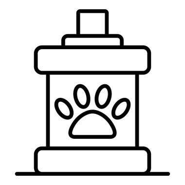 Evde beslenen hayvan sprey simgesi, anahat stili