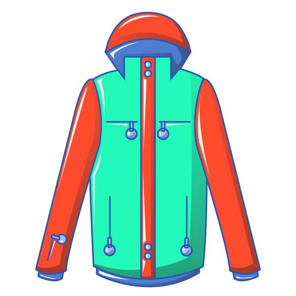 Icono de chaqueta de esquí de invierno, estilo de dibujos animados — Vector de stock