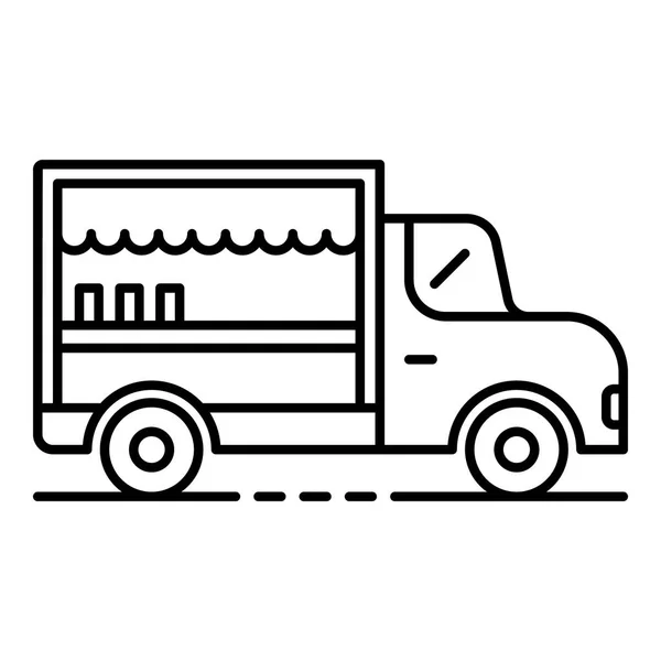 Icono de camión de comida, estilo de esquema — Vector de stock