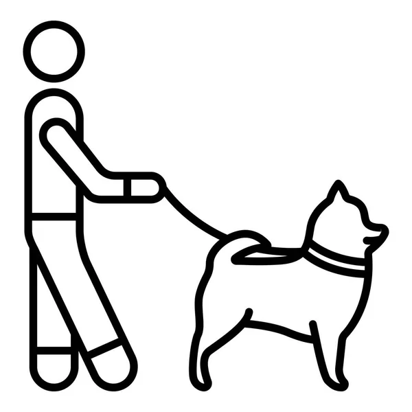 Köpek simgesi, anahat stili yürüyen adam — Stok Vektör