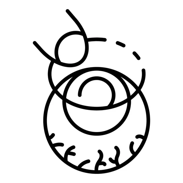 Lente de contacto en el icono del globo ocular, estilo de contorno — Vector de stock