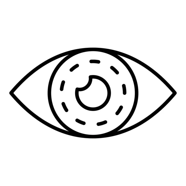 Ögat med kontaktlins ikon, dispositionsformat — Stock vektor