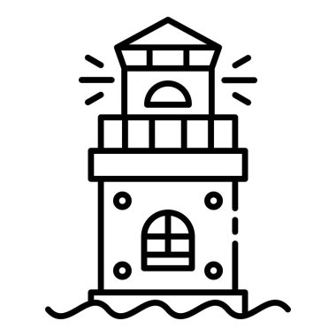 Okyanus deniz feneri simgesi, anahat stili