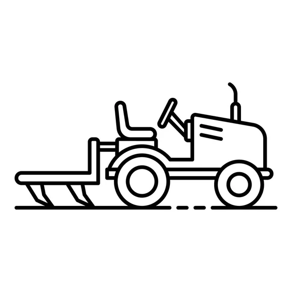 Невелика піктограма плуга трактора, стиль контуру — стоковий вектор