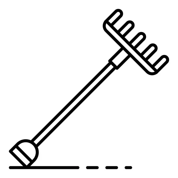 Granja icono de rastrillo, estilo de esquema — Vector de stock