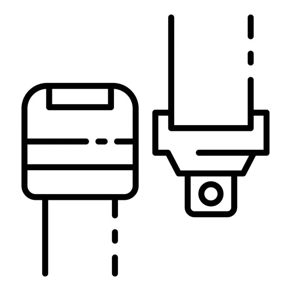 Auto veiligheidsgordel pictogram, Kaderstijl — Stockvector