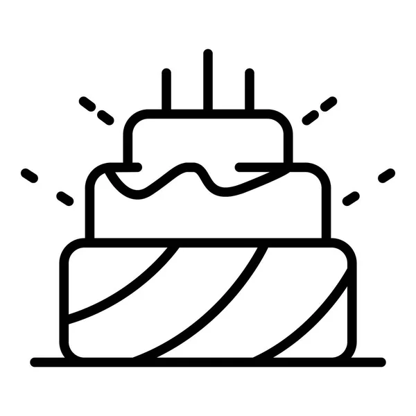 Icono de pastel de cumpleaños, estilo de esquema — Vector de stock