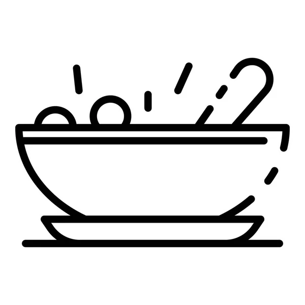Піктограма миски для дитячого харчування, контурний стиль — стоковий вектор
