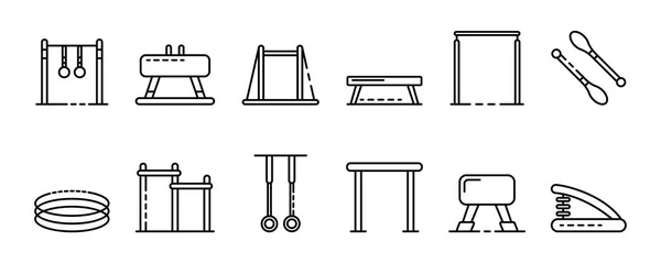 Gymnastiek apparatuur iconen set, omtrek stijl — Stockvector